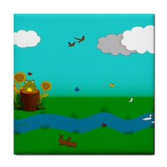 Frog Log Stream River Wallpaper Tile Coaster by Ravend