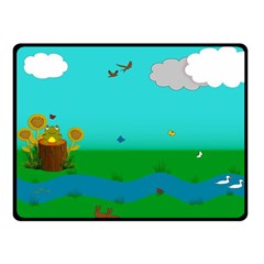 Frog Log Stream River Wallpaper Fleece Blanket (small)