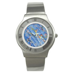 Art Marble Stone Rock Pattern Design Wallpaper Stainless Steel Watch