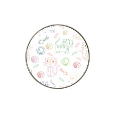 Cats And Food Doodle Seamless Pattern Hat Clip Ball Marker