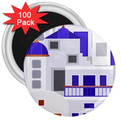 Background Santorini Greece 3  Magnets (100 Pack)
