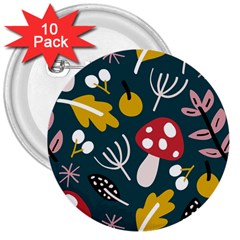 Autumn Nature Sheets Forest 3  Buttons (10 Pack)  by Ravend