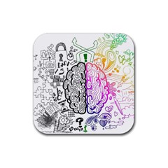 Anatomy Brain Head Medical Psychedelic  Skull Rubber Coaster (square) by danenraven