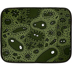 Green Bacteria Digital Wallpaper Eyes Look Biology Pattern Double Sided Fleece Blanket (mini)  by danenraven