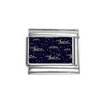 Hand Drawn Scratch Style Night Sky With Moon Cloud Space Among Stars Seamless Pattern Vector Design Italian Charm (9mm) Front