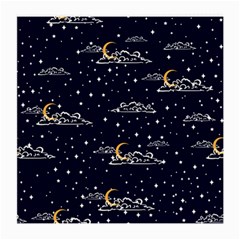 Hand Drawn Scratch Style Night Sky With Moon Cloud Space Among Stars Seamless Pattern Vector Design Medium Glasses Cloth (2 Sides) by Ravend