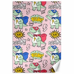Seamless Pattern With Many Funny Cute Superhero Dinosaurs T-rex Mask Cloak With Comics Style Canvas 20  X 30 