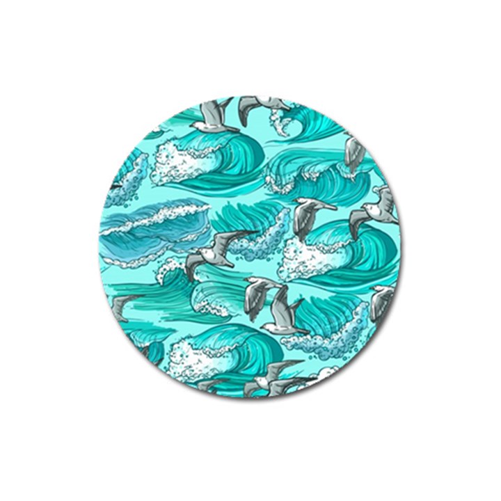 Sea Wave Seamless Pattern Magnet 3  (Round)