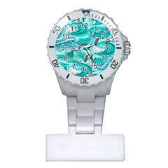 Sea Wave Seamless Pattern Plastic Nurses Watch