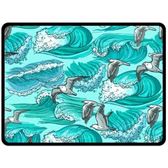 Sea Wave Seamless Pattern Double Sided Fleece Blanket (large) 