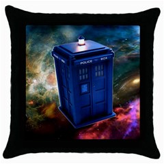 The Police Box Tardis Time Travel Device Used Doctor Who Throw Pillow Case (black) by Jancukart