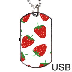 Seamless-pattern-fresh-strawberry Dog Tag Usb Flash (one Side) by Jancukart