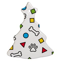 Dog Paw Seamless Pattern Footprint Bone Christmas Tree Ornament (two Sides) by Jancukart