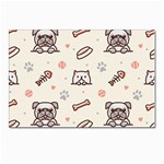 Pug-dog-cat-with-bone-fish-bones-paw-prints-ball-seamless-pattern-vector-background Postcards 5  x 7  (Pkg of 10) Front