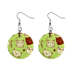 Cute-hand-drawn-cat-seamless-pattern Mini Button Earrings