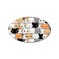 Cute-cat-kitten-cartoon-doodle-seamless-pattern Sticker Oval (100 Pack) by Jancukart
