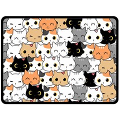 Cute-cat-kitten-cartoon-doodle-seamless-pattern Fleece Blanket (large)  by Jancukart