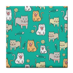 Seamless-pattern-cute-cat-cartoon-with-hand-drawn-style Face Towel by Jancukart