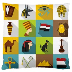 Egypt-travel-items-icons-set-flat-style Large Flano Cushion Case (one Side) by Jancukart