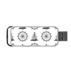 Marine-nautical-seamless-pattern-with-vintage-lighthouse-wheel Portable Usb Flash (one Side)