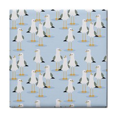 Cute-seagulls-seamless-pattern-light-blue-background Tile Coaster