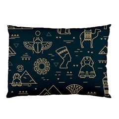 Dark-seamless-pattern-symbols-landmarks-signs-egypt -- Pillow Case by Jancukart