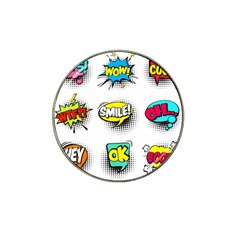 Set-colorful-comic-speech-bubbles Hat Clip Ball Marker (10 Pack) by Jancukart