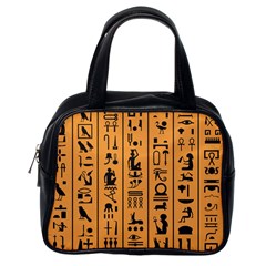 Egyptian-hieroglyphs-ancient-egypt-letters-papyrus-background-vector-old-egyptian-hieroglyph-writing Classic Handbag (one Side) by Jancukart