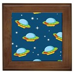 Seamless Pattern Ufo With Star Space Galaxy Background Framed Tile