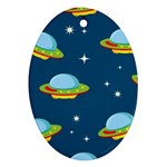 Seamless Pattern Ufo With Star Space Galaxy Background Ornament (Oval)