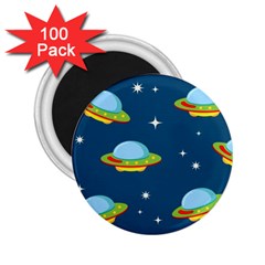 Seamless Pattern Ufo With Star Space Galaxy Background 2 25  Magnets (100 Pack)  by Wegoenart