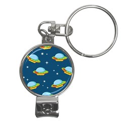 Seamless Pattern Ufo With Star Space Galaxy Background Nail Clippers Key Chain by Wegoenart