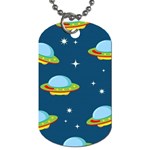 Seamless Pattern Ufo With Star Space Galaxy Background Dog Tag (Two Sides)