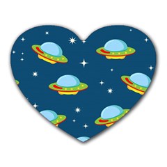 Seamless Pattern Ufo With Star Space Galaxy Background Heart Mousepad by Wegoenart