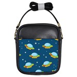 Seamless Pattern Ufo With Star Space Galaxy Background Girls Sling Bag