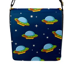 Seamless Pattern Ufo With Star Space Galaxy Background Flap Closure Messenger Bag (l) by Wegoenart