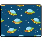 Seamless Pattern Ufo With Star Space Galaxy Background Double Sided Fleece Blanket (Medium) 