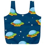 Seamless Pattern Ufo With Star Space Galaxy Background Full Print Recycle Bag (XL)