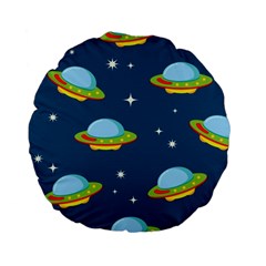 Seamless Pattern Ufo With Star Space Galaxy Background Standard 15  Premium Flano Round Cushions by Wegoenart