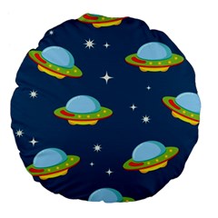 Seamless Pattern Ufo With Star Space Galaxy Background Large 18  Premium Flano Round Cushions by Wegoenart