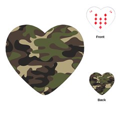 Texture-military-camouflage-repeats-seamless-army-green-hunting Playing Cards Single Design (heart) by Wegoenart