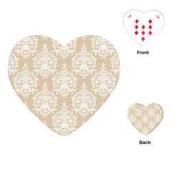 Clean Brown And White Ornament Damask Vintage Playing Cards Single Design (heart) by ConteMonfrey