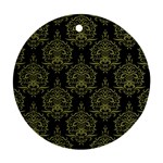 Black And Green Ornament Damask Vintage Round Ornament (Two Sides) Front