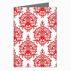 White And Red Ornament Damask Vintage Greeting Cards (pkg Of 8) by ConteMonfrey