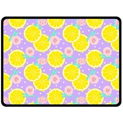 Purple Lemons  Fleece Blanket (large)  by ConteMonfrey