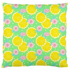 Green Lemons Large Cushion Case (one Side) by ConteMonfrey