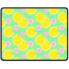 Green Lemons Double Sided Fleece Blanket (medium)  by ConteMonfrey