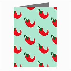 Small Mini Peppers Blue Greeting Cards (pkg Of 8) by ConteMonfrey