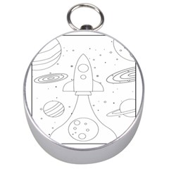 Going To Space - Cute Starship Doodle  Silver Compasses by ConteMonfrey