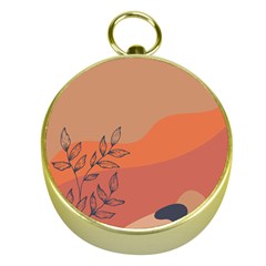 Orange Pattern Gold Compasses by designsbymallika